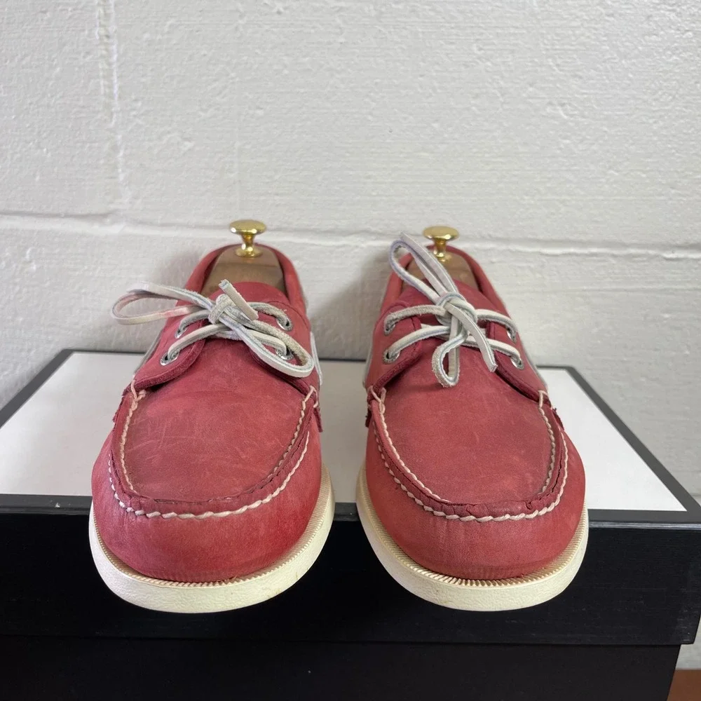 Sperry Top-Sider 10281535 Red Leather Boat Shoes 2 Eye Men's Size 9.5 M